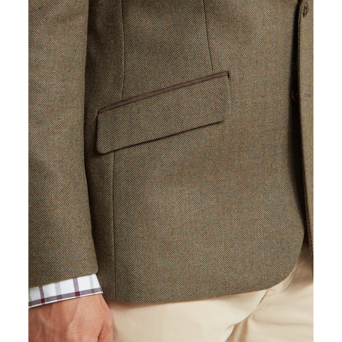 St Andrews Tweed Sports Jacket - Loden Green Herringbone Tweed
