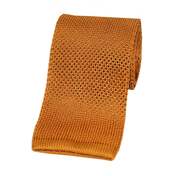 Knitted Silk Tie - Burnt Orange