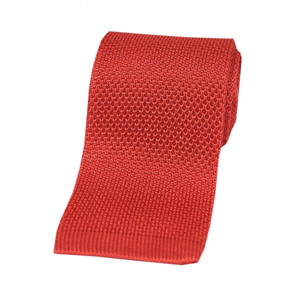Knitted Silk Tie - Coral-Pink