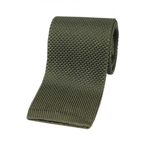 Knitted Silk Tie - Olive