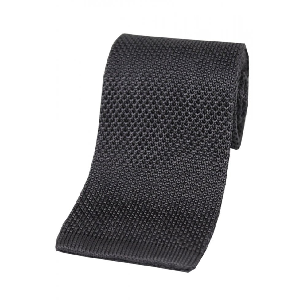 Knitted Silk Tie - Slate Grey