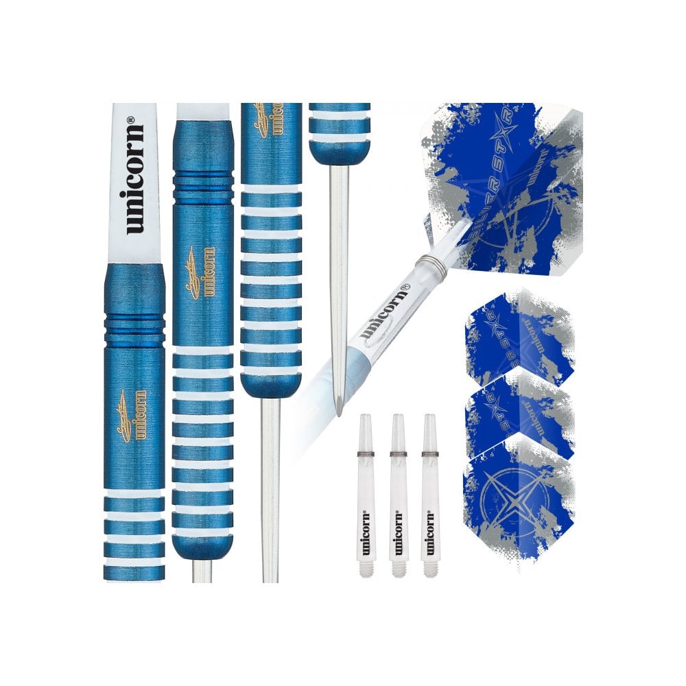 Blue Silver Star Gary Anderson Steel Tip Darts - 80% Tungsten