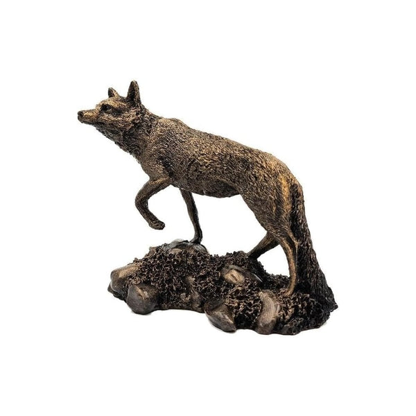 Patina Bronze Sculpture - Fox Standing