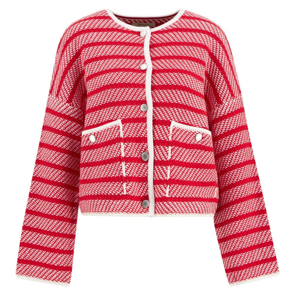 Polly Knitted Cardigan - Poppy Red Stripe