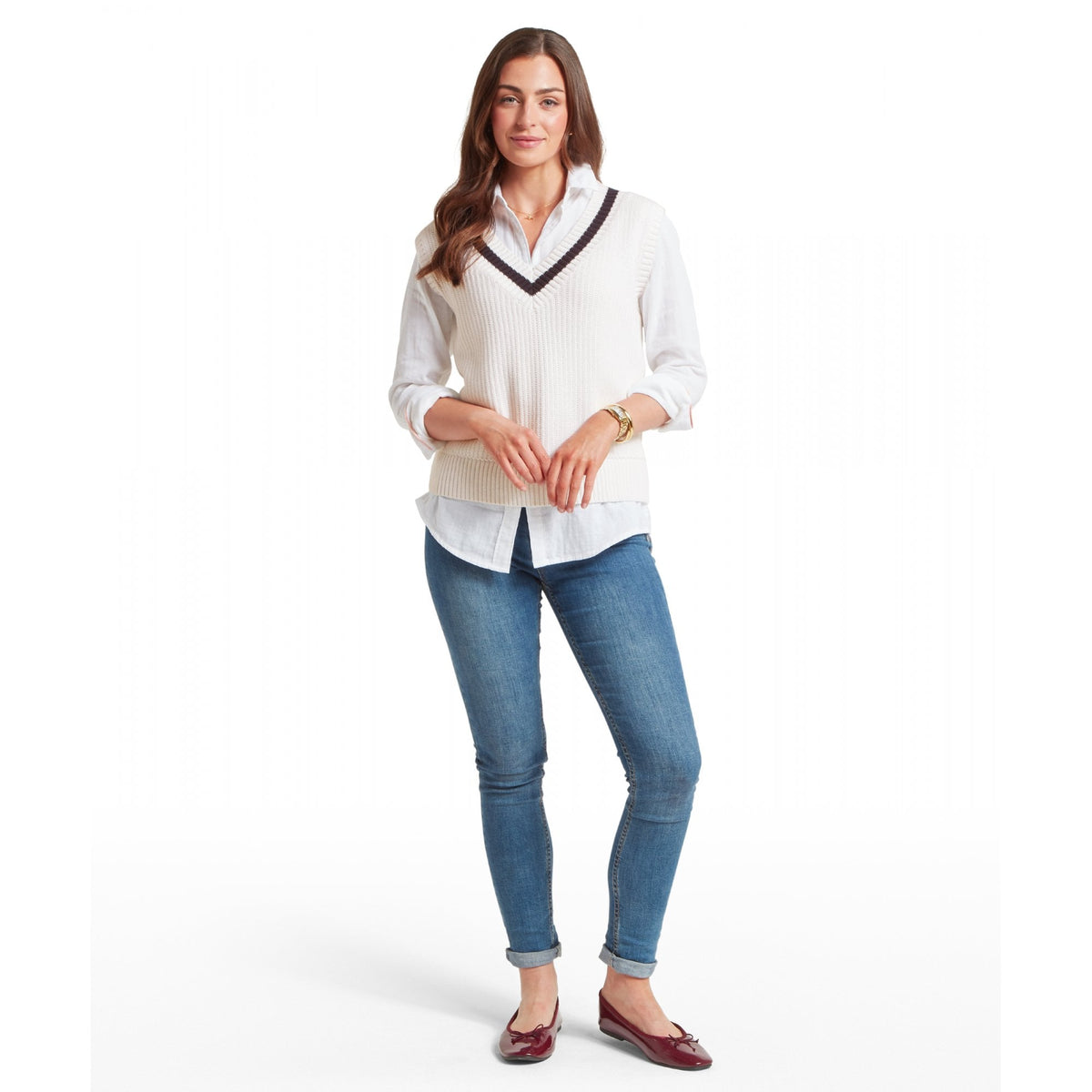 Hambledon Vest - Soft White/Navy