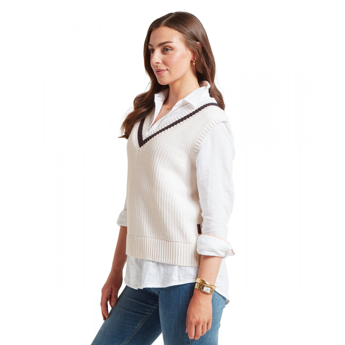 Hambledon Vest - Soft White/Navy