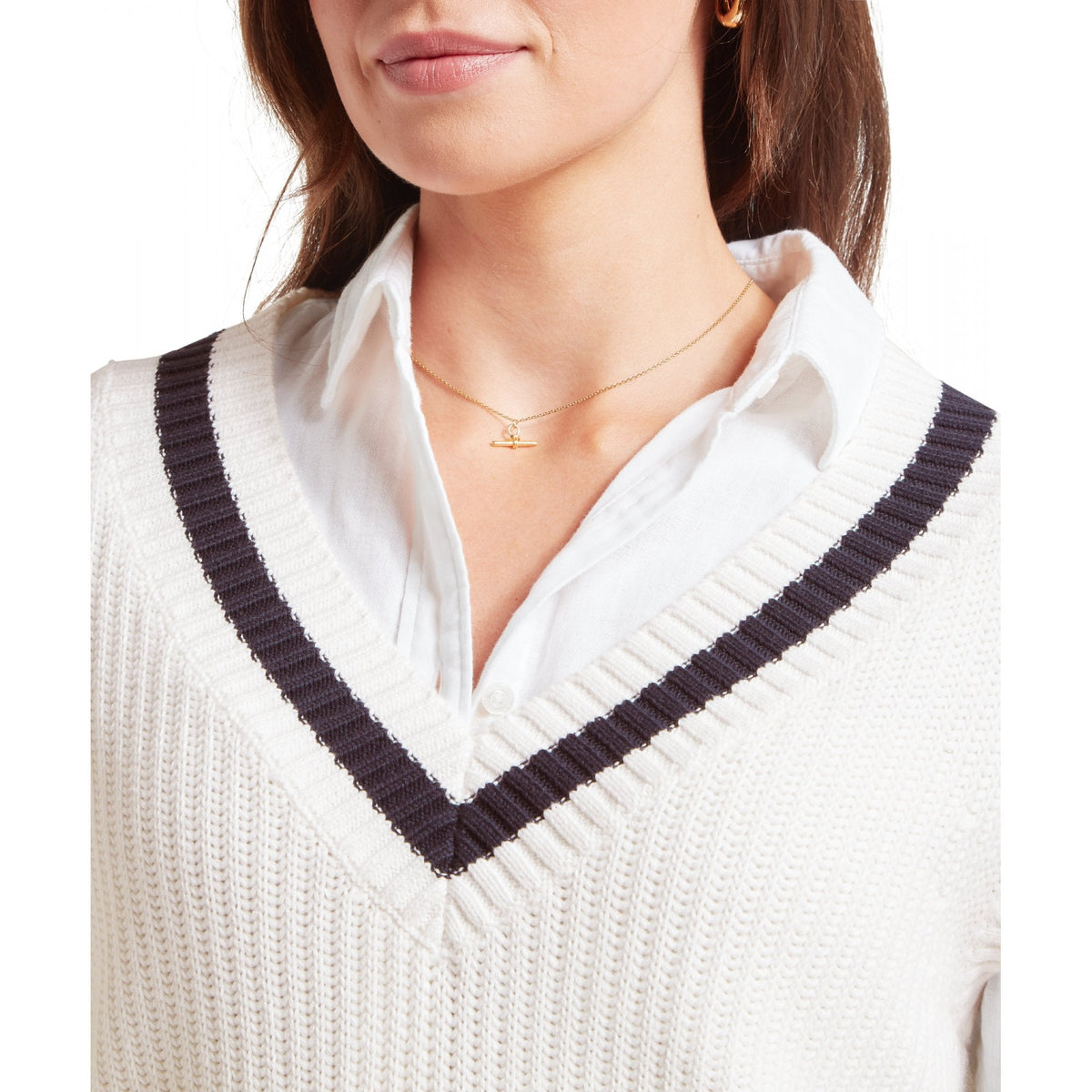 Hambledon Vest - Soft White/Navy