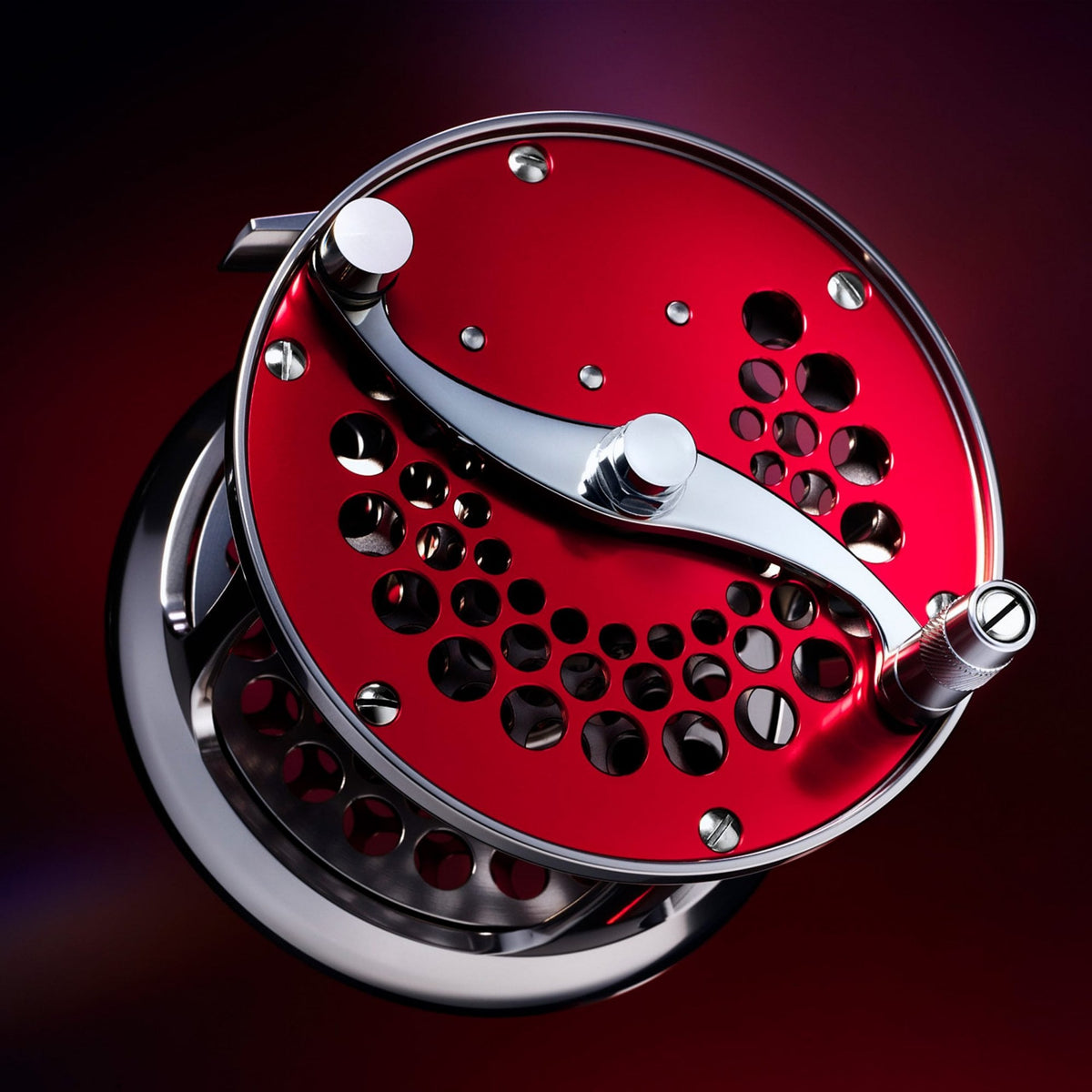 Classic Ported Plate Fly Reels in Dawn Red