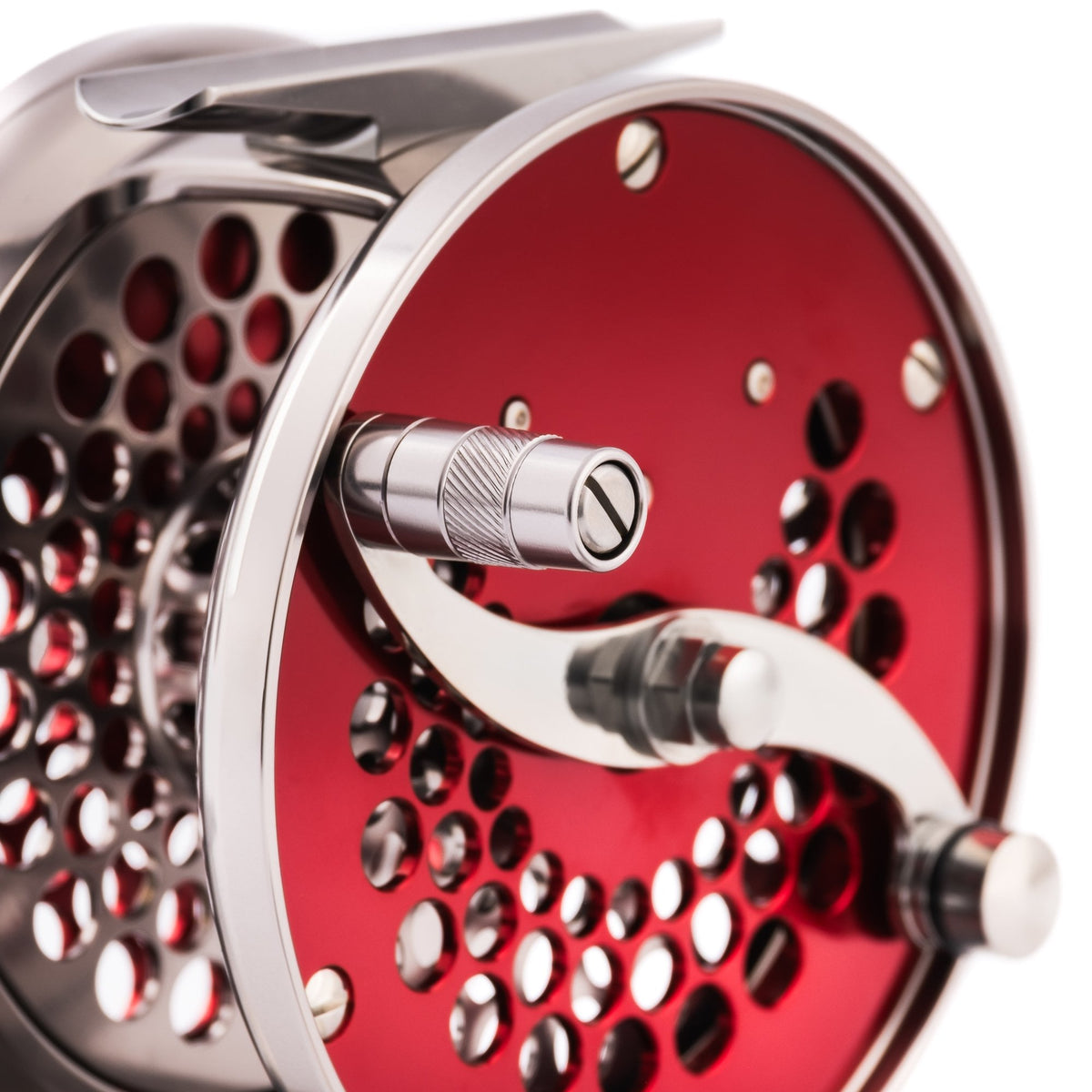 Classic Ported Plate Fly Reels in Dawn Red