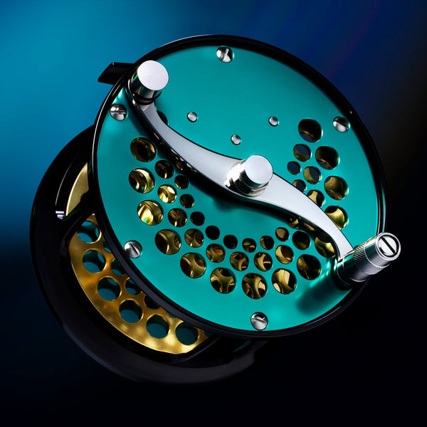 Classic Ported Plate Fly Reels in Aurora Turquoise