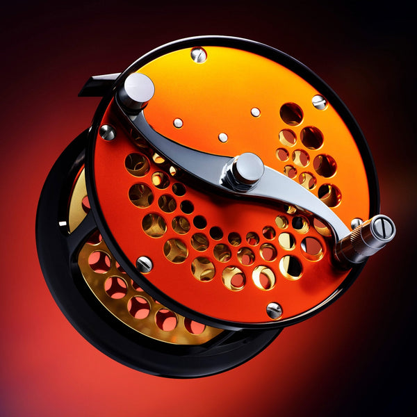 Classic Ported Plate Fly Reels in Fall Orange