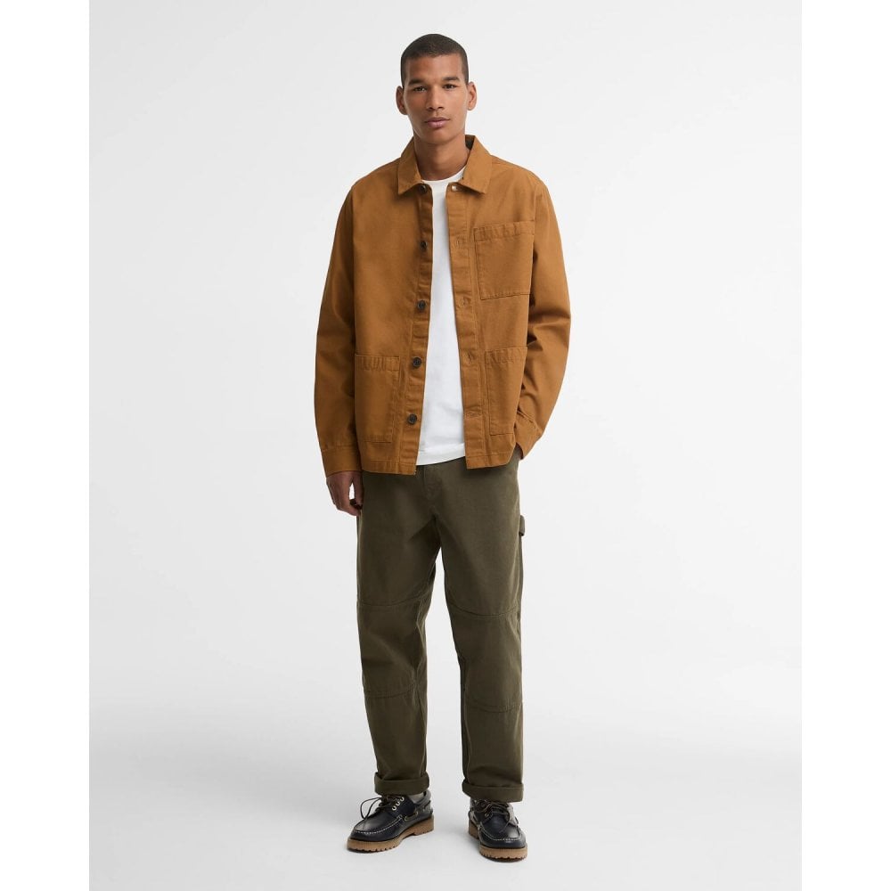 Tartan Trimmed Washed Overshirt - Cinammon
