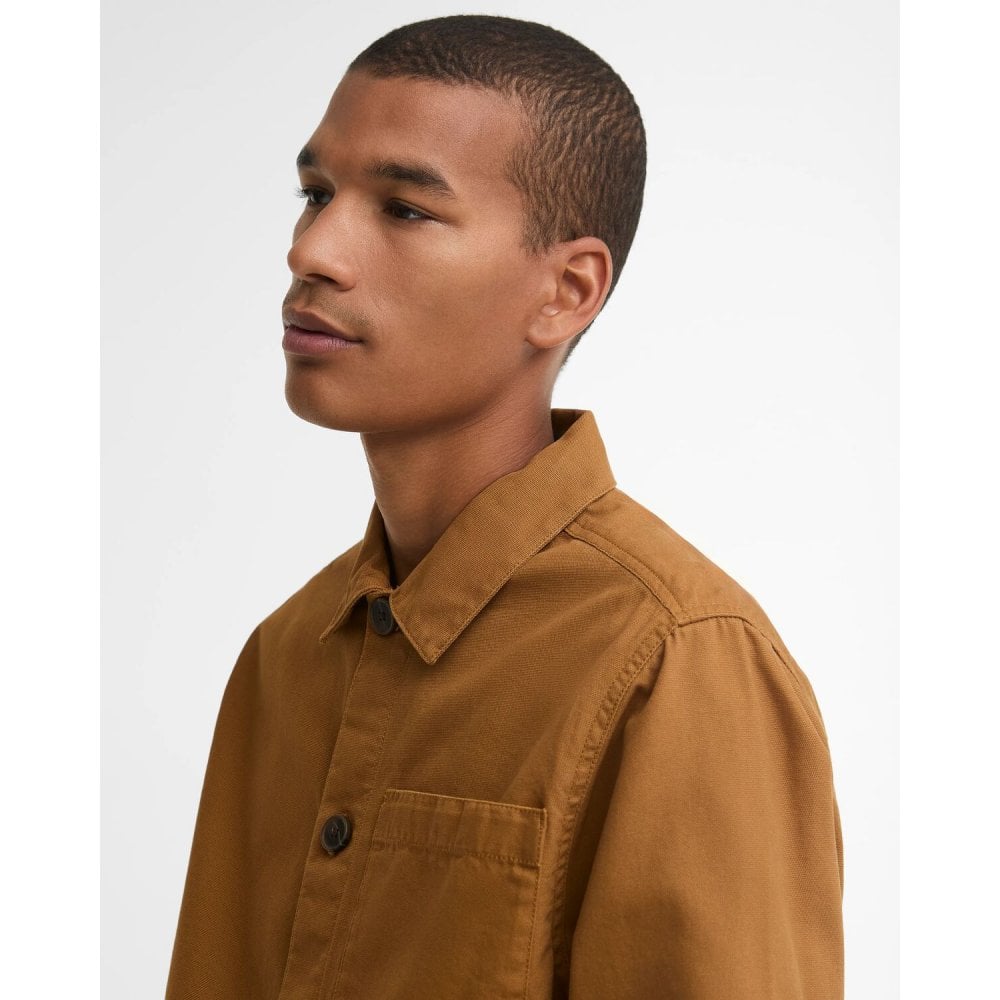 Tartan Trimmed Washed Overshirt - Cinammon
