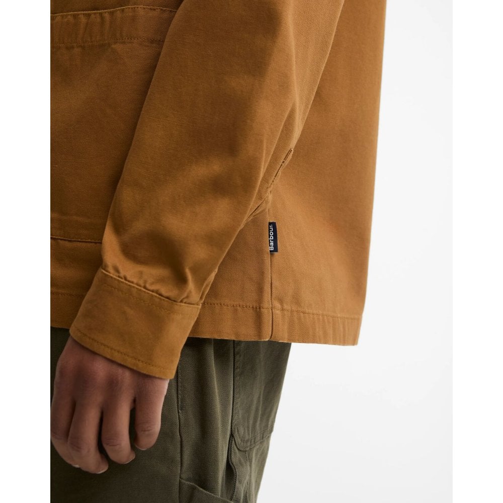 Tartan Trimmed Washed Overshirt - Cinammon