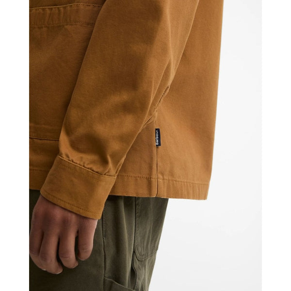 Tartan Trimmed Washed Overshirt - Cinammon