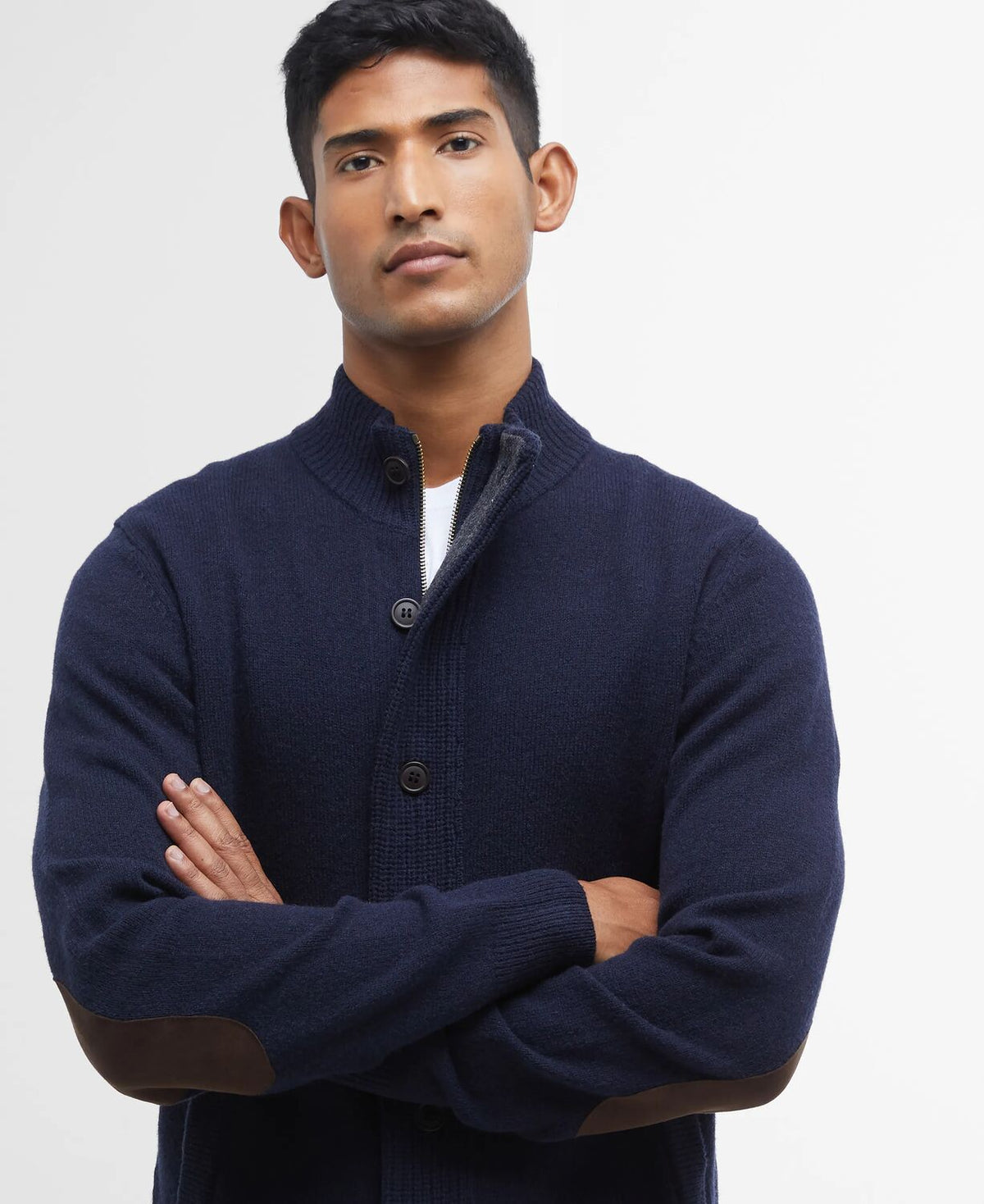 Essential Patch Zip Through Knitted Jumper