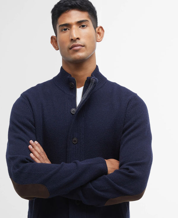 Essential Patch Zip Through Knitted Jumper