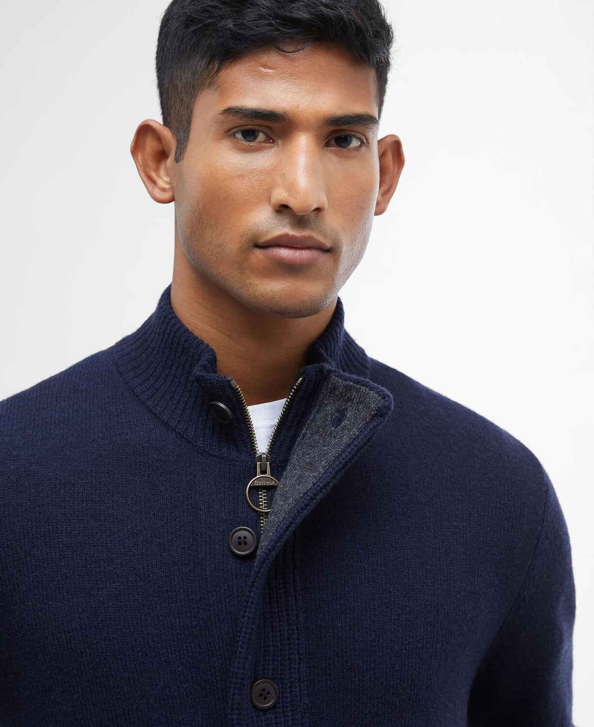 Essential Patch Zip Through Knitted Jumper