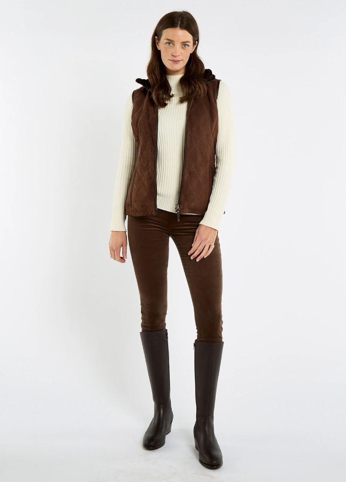 Ballyhale Women's Suede Gilet - Walnut