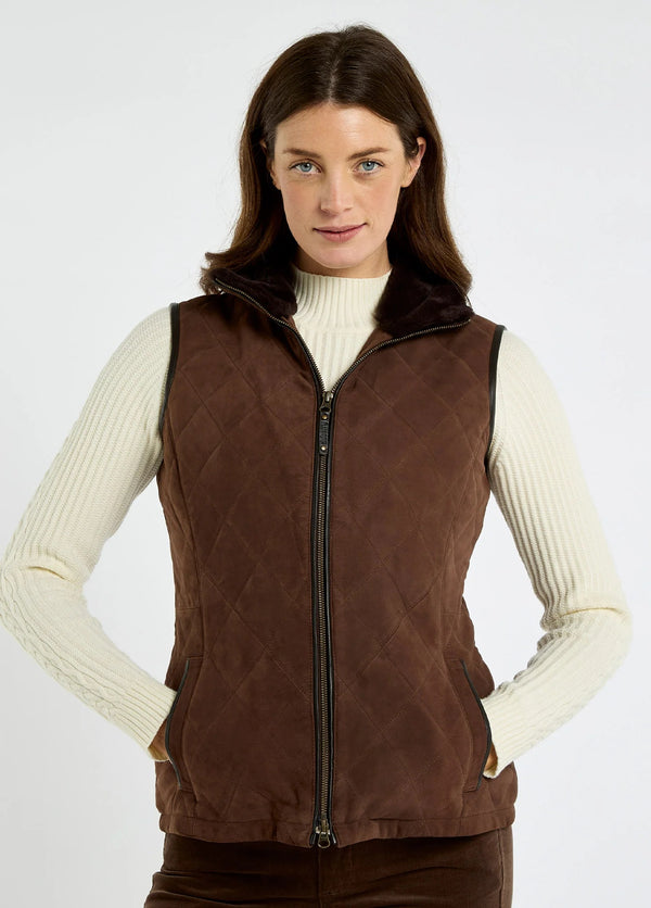 Ballyhale Women's Suede Gilet - Walnut