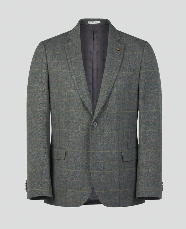 Ennis Tweed Blazer - Moss Green Check