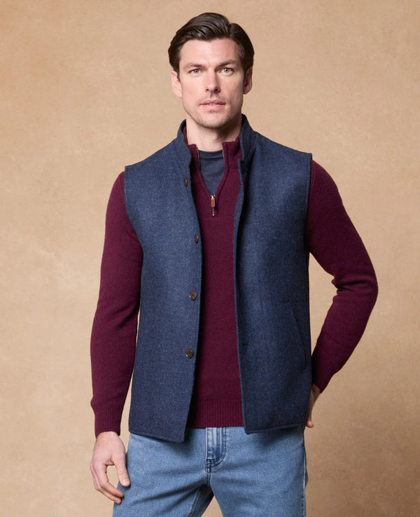 Cavan Tweed Gilet in Navy Twill