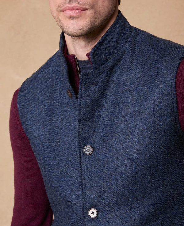Cavan Tweed Gilet in Navy Twill